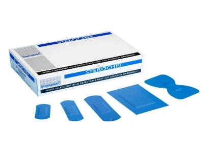 בטיחות במזון -  פלסטר כחול לזיהוי בגלאי מתכות לתעשיית המזון